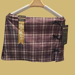 Plaid Mini Skirt -‎ Burgundy